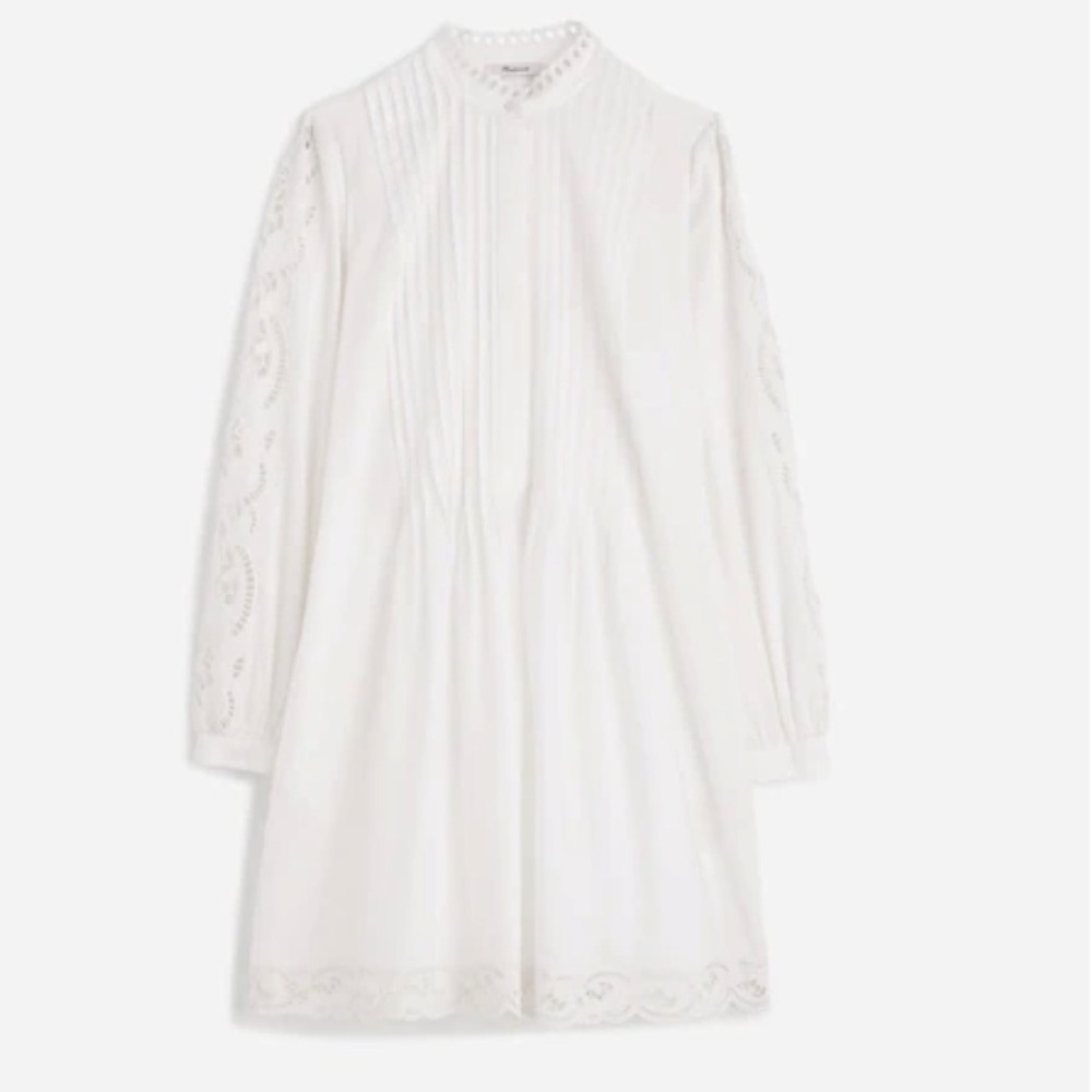 NWT Madewell Sz XS Pintuck Eyelet Mini Dress $158 - makeup